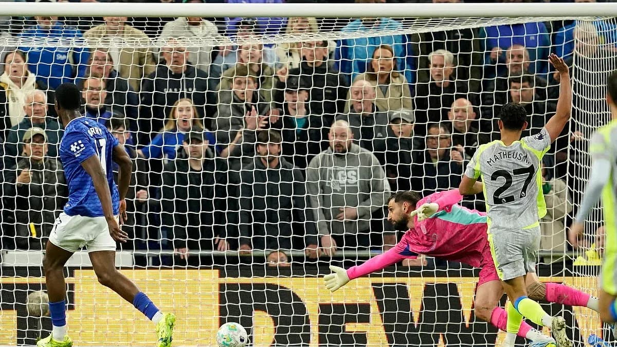 Goal celebration during Everton vs Manchester City match