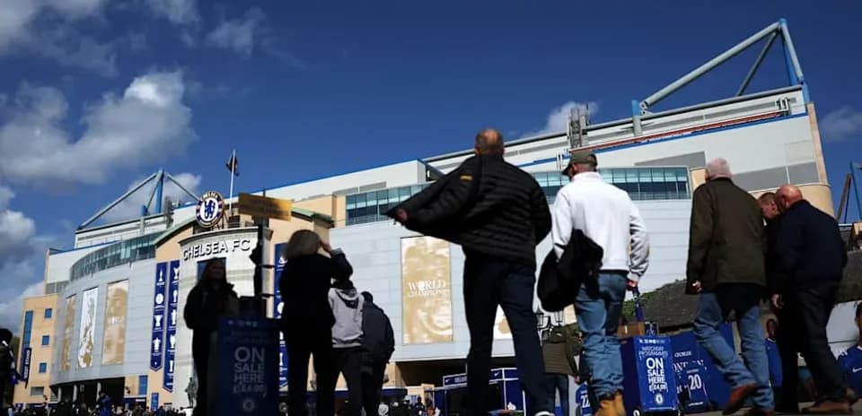 Fans arriving at Stamford Bridge before match