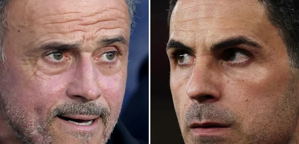 Luis Enrique and Mikel Arteta in close-up