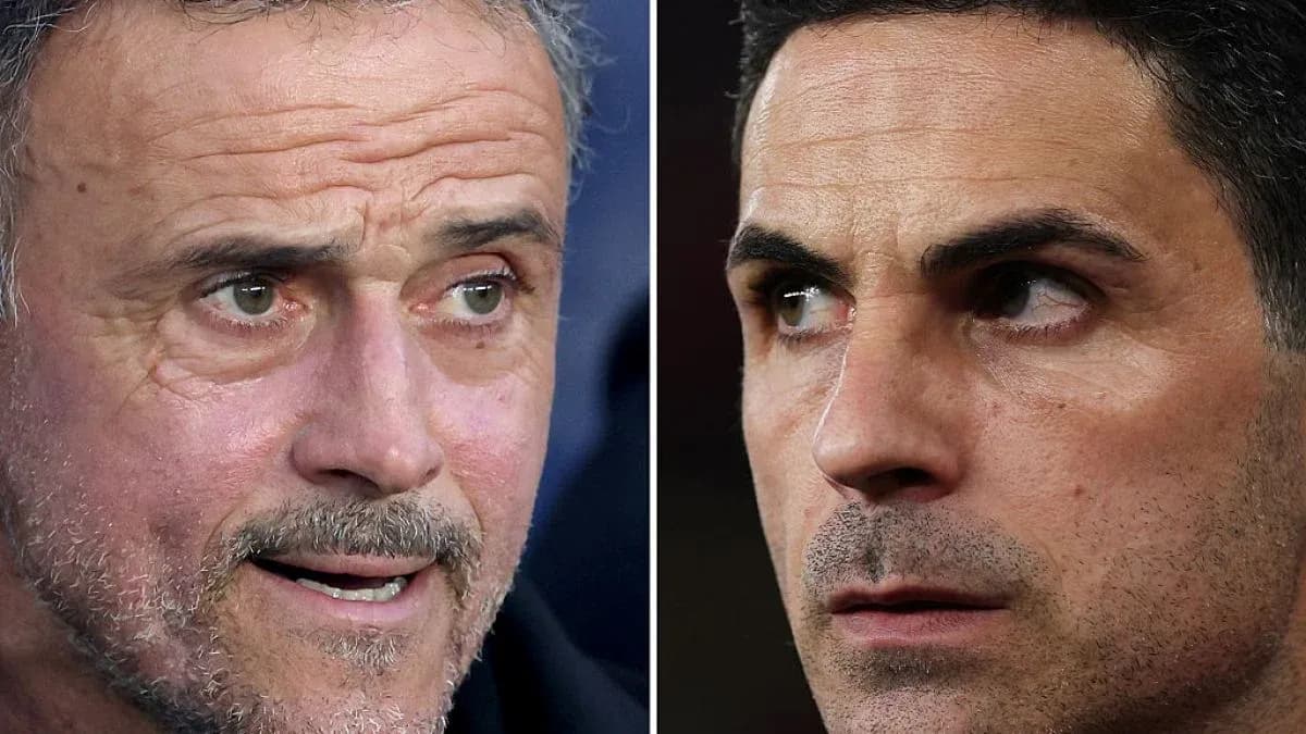 Luis Enrique and Mikel Arteta in close-up