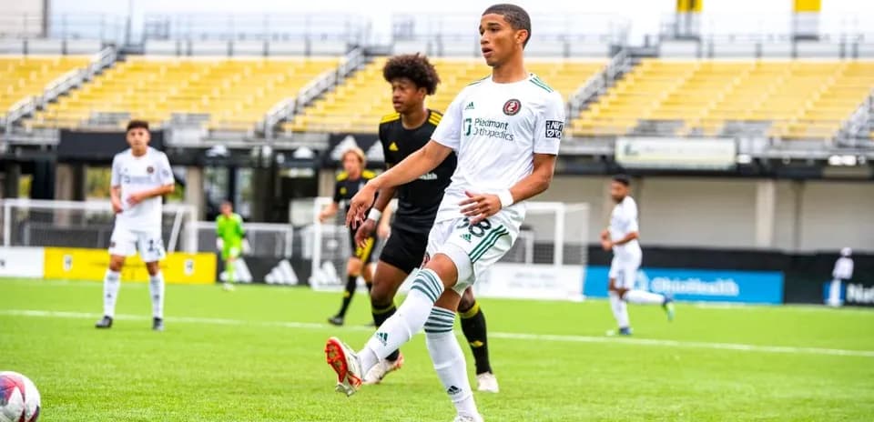 Player kicking the ball during Columbus Crew II match