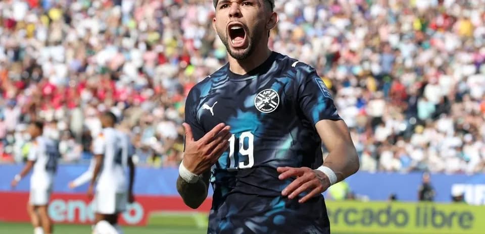 Paraguay player celebrating during World Cup match