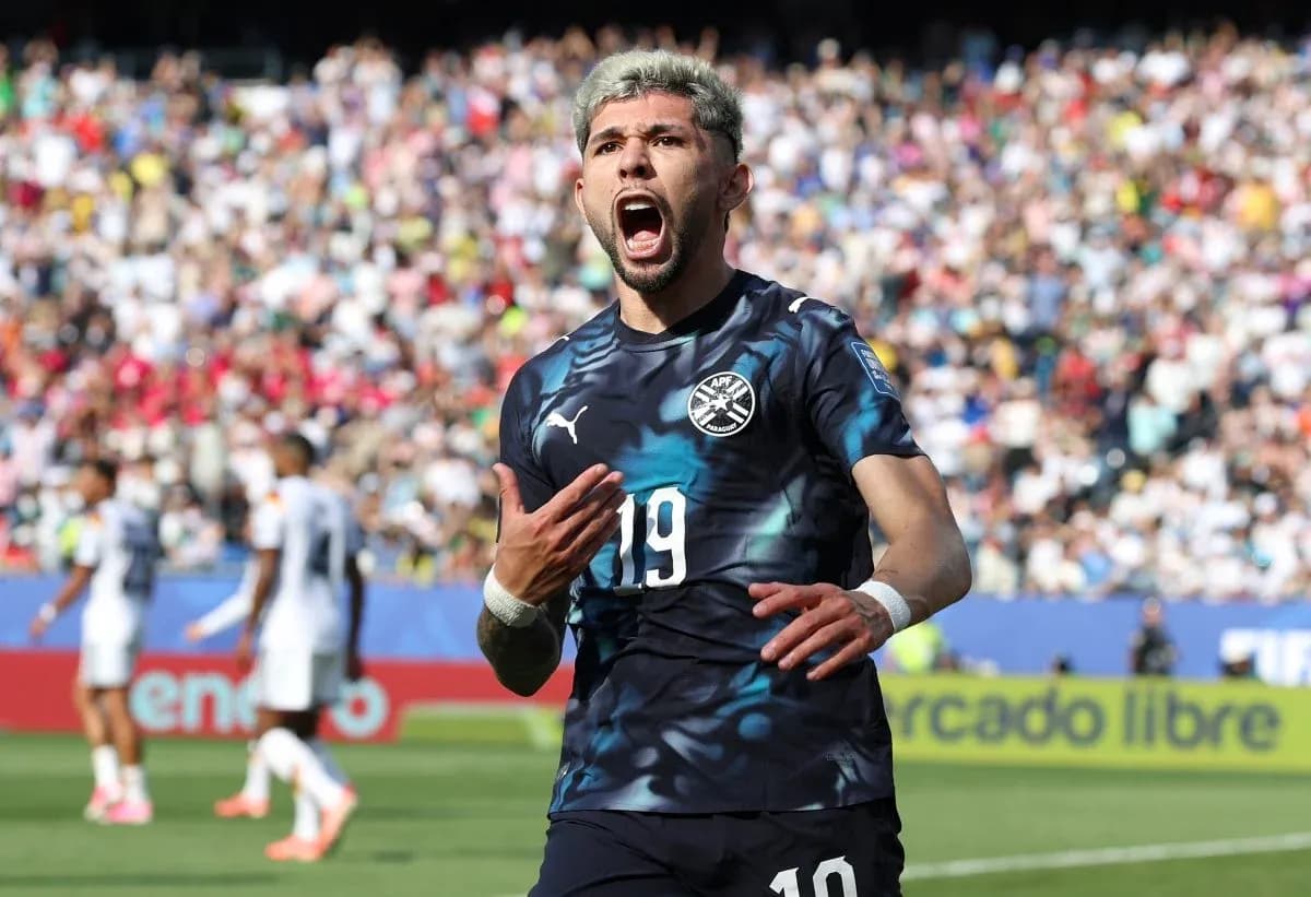 Paraguay player celebrating during World Cup match