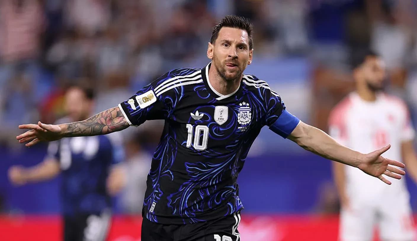 Lionel Messi celebrating a goal for Argentina