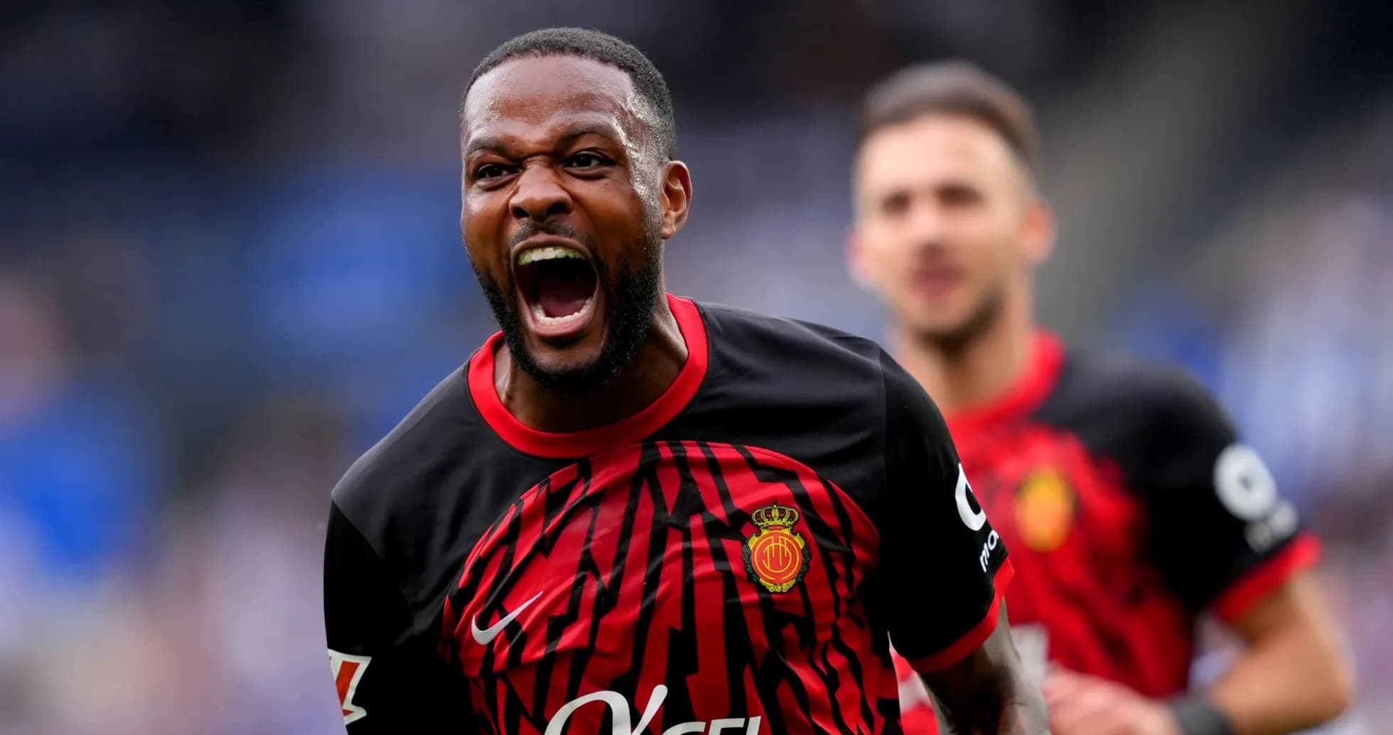 Mallorca player celebrating a goal during match