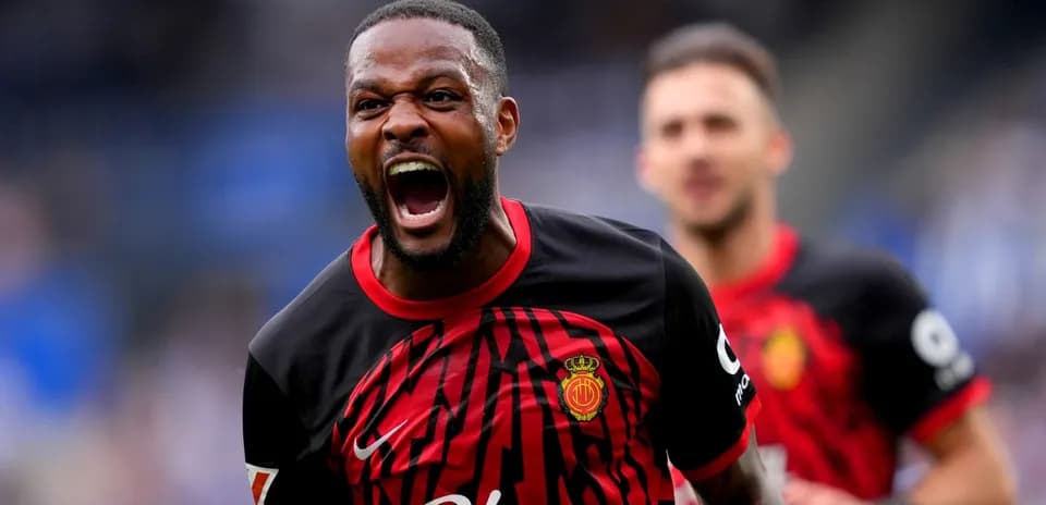 Mallorca player celebrating a goal during match