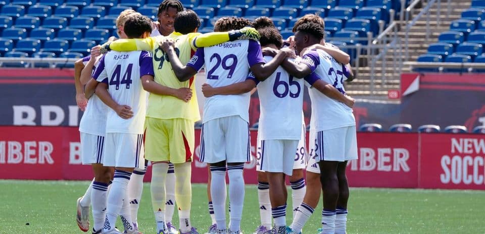 Orlando City II players in pre-match huddle