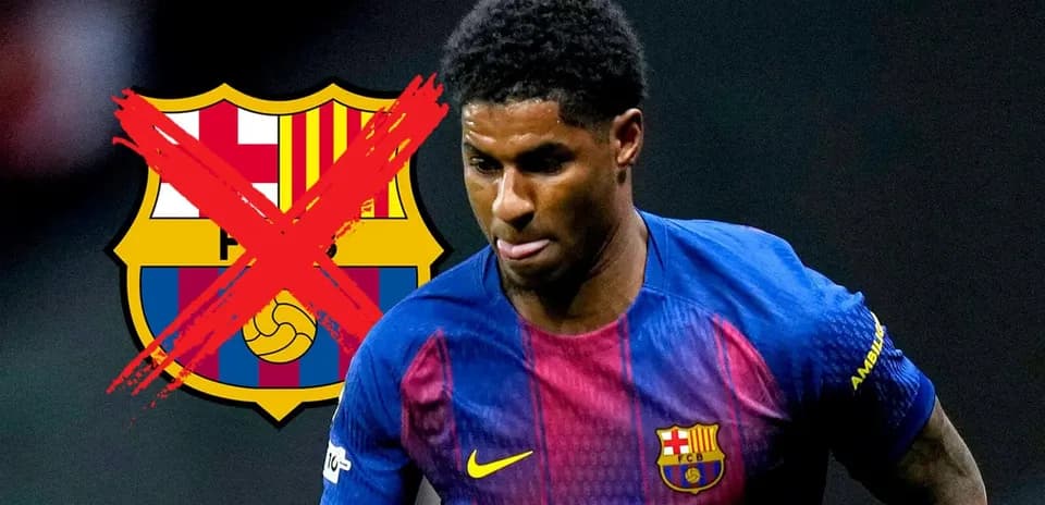 Player in Barcelona kit with crossed-out club logo