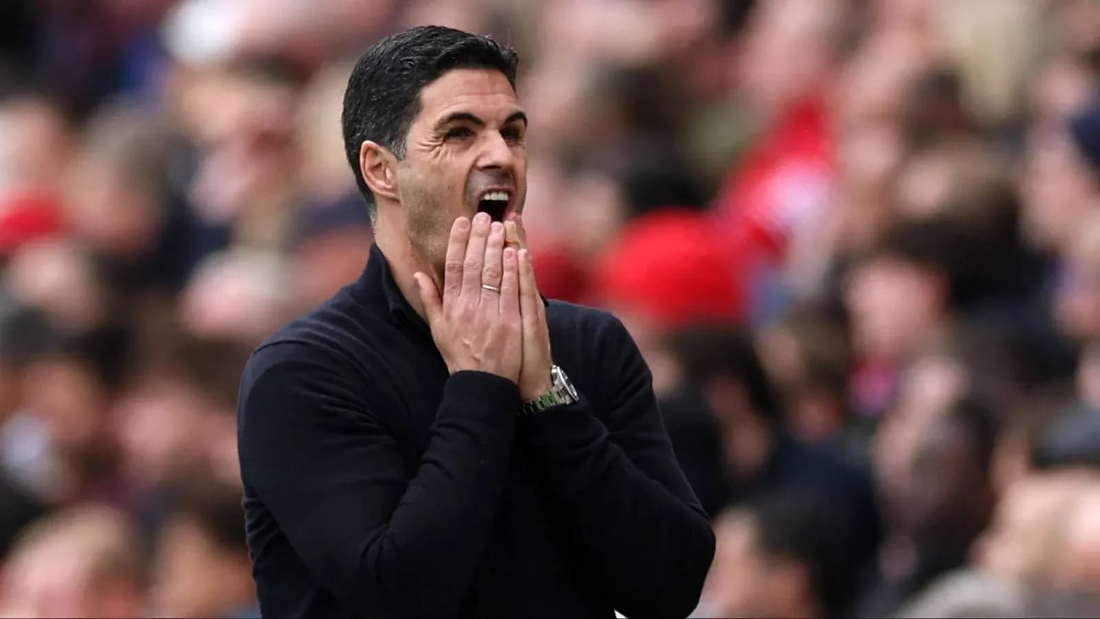 Coach reacting on the sideline during match