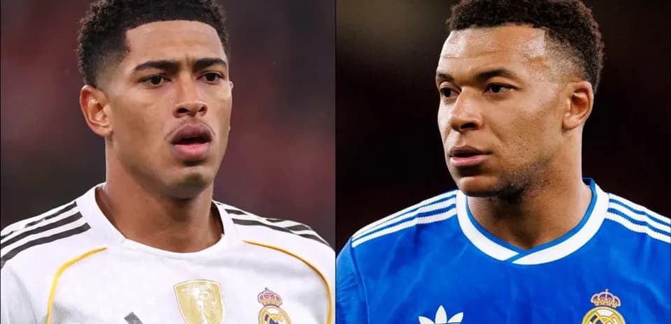 Two players in Real Madrid jerseys facing each other
