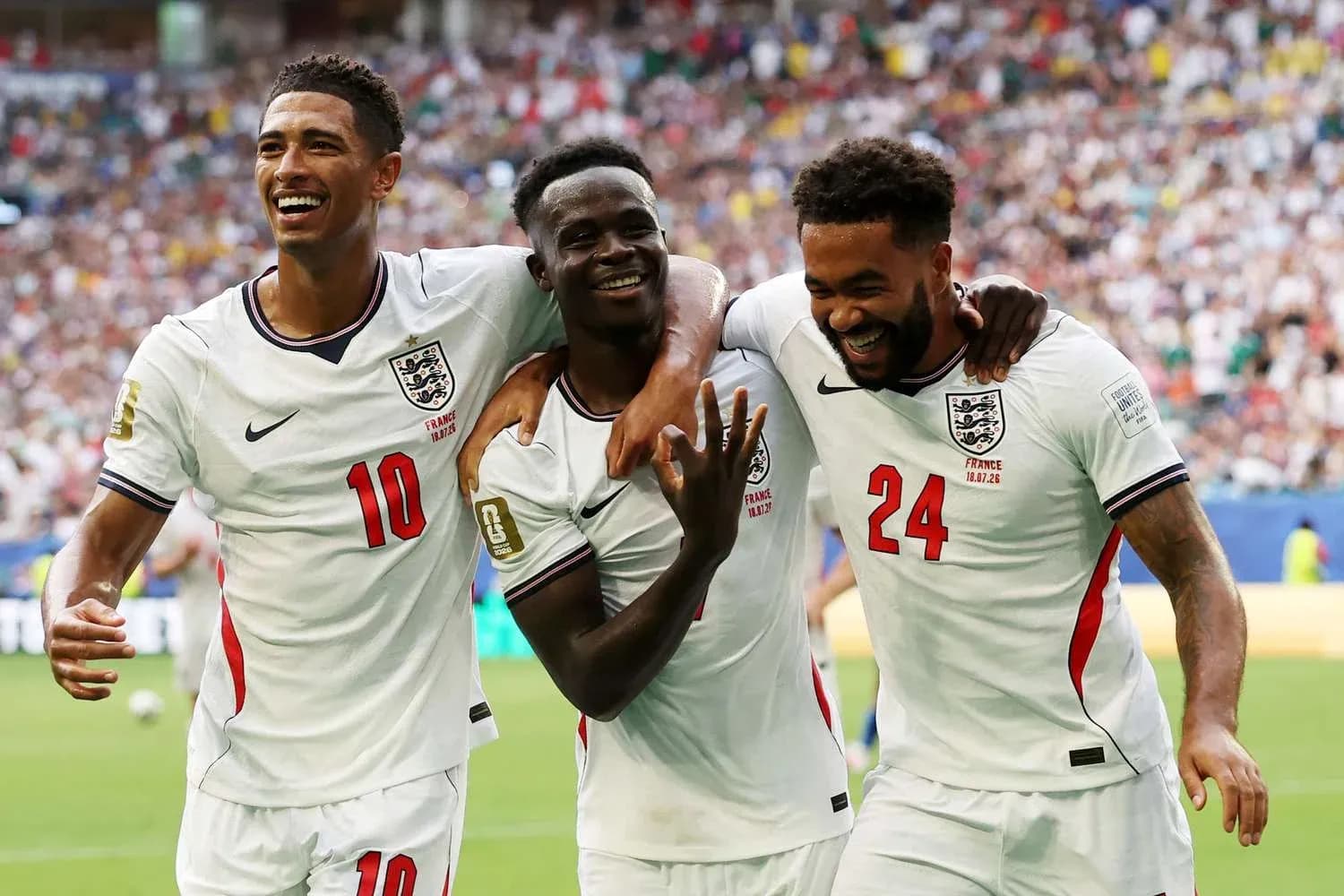 England players celebrating during World Cup match