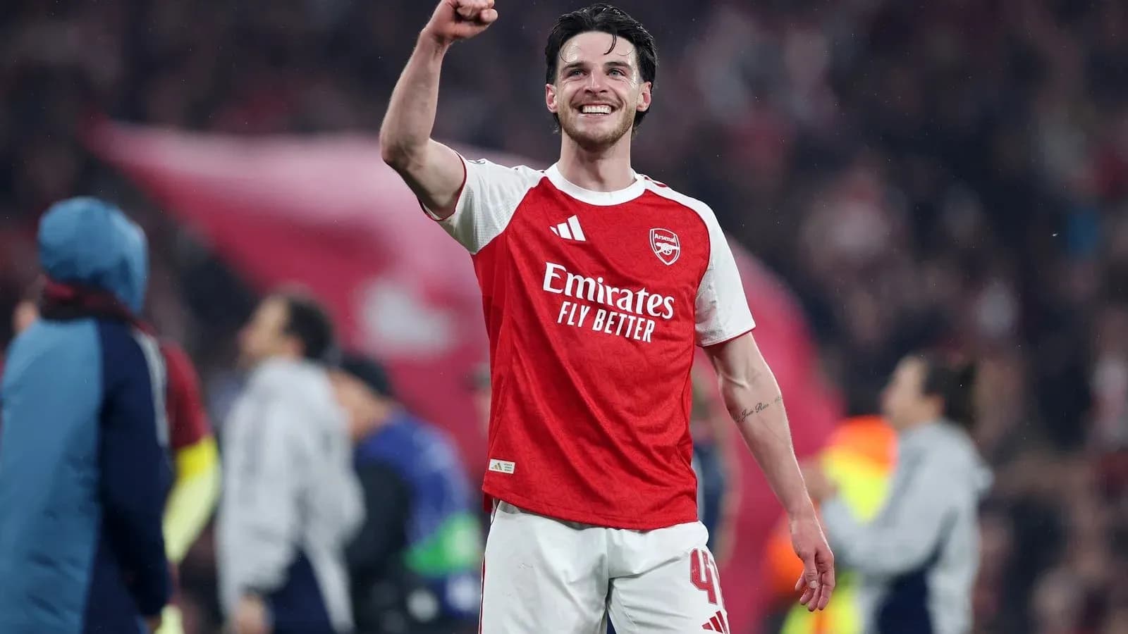 Player celebrating after a match at the stadium
