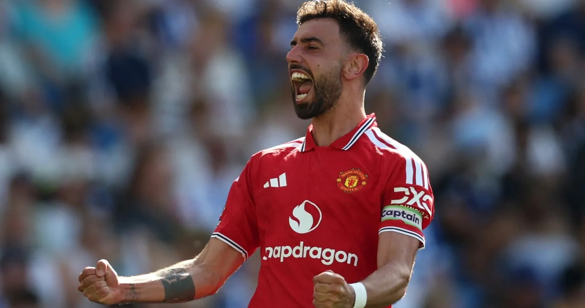 Bruno Fernandes celebrating during Manchester United match