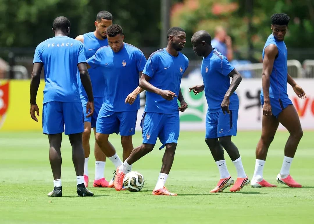 France players training before World Cup match