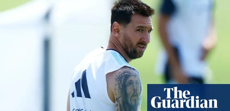 Lionel Messi during training session, showing tattoo