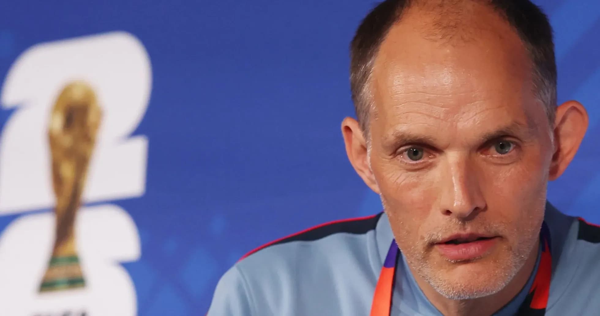 Coach at FIFA World Cup press conference podium