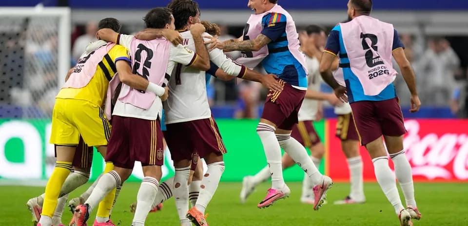Spain players celebrating a goal during match