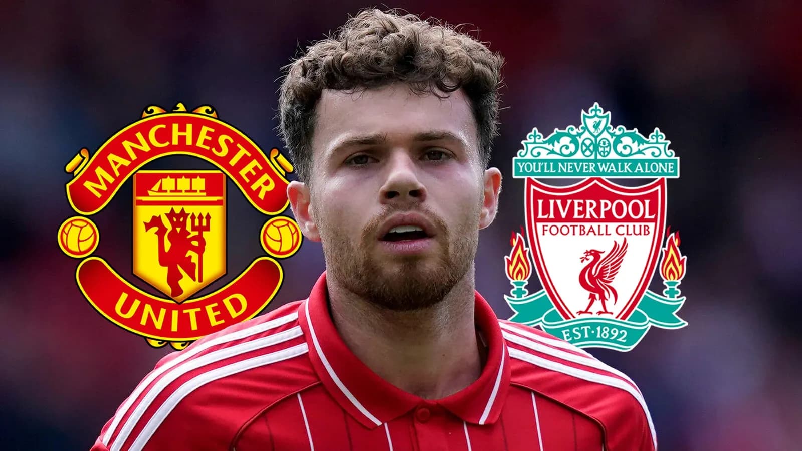 Player with Manchester United and Liverpool logos