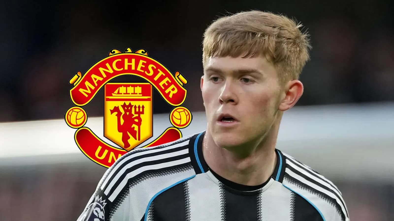 Player in black and white jersey near Manchester United logo