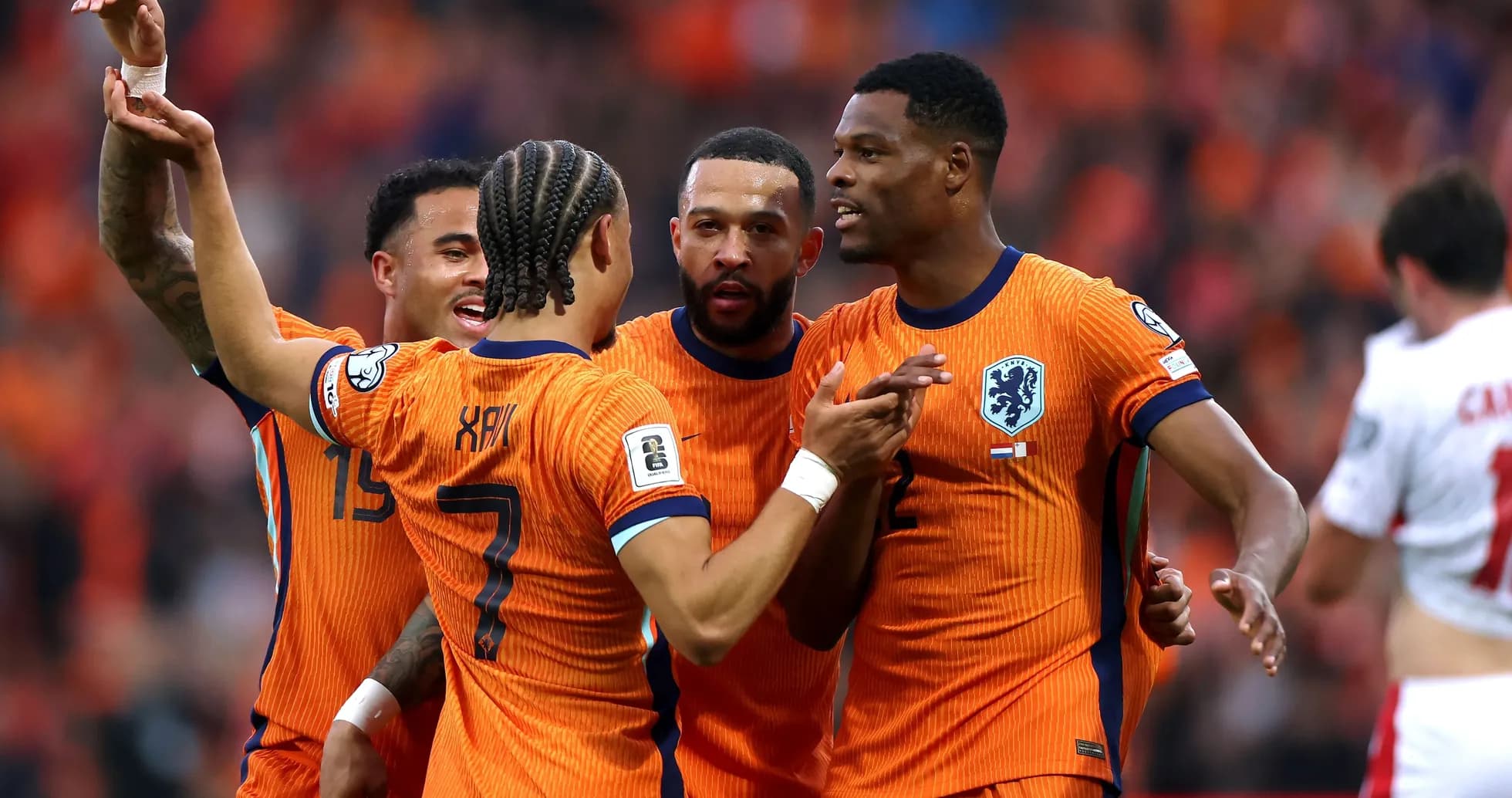 Netherlands players celebrating a goal