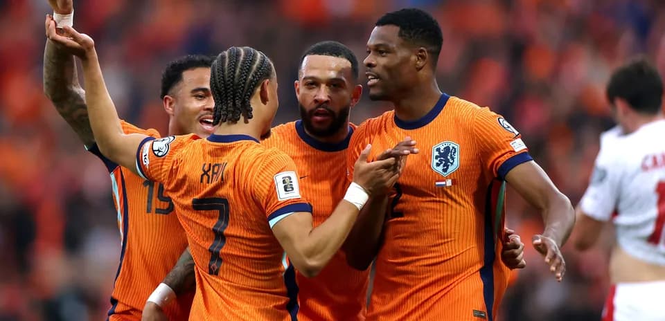Netherlands players celebrating a goal