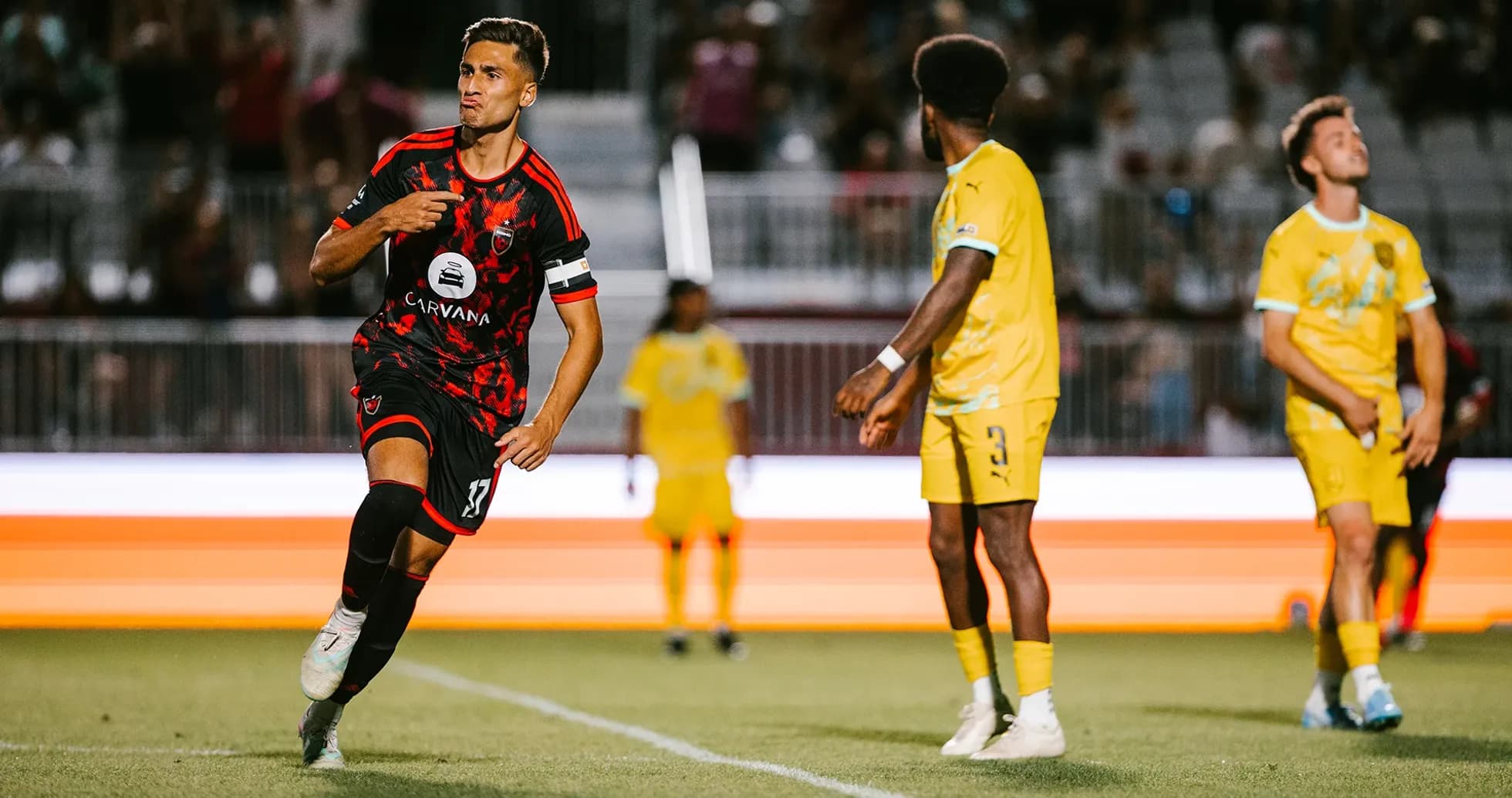 Player celebrating goal during New Mexico United match