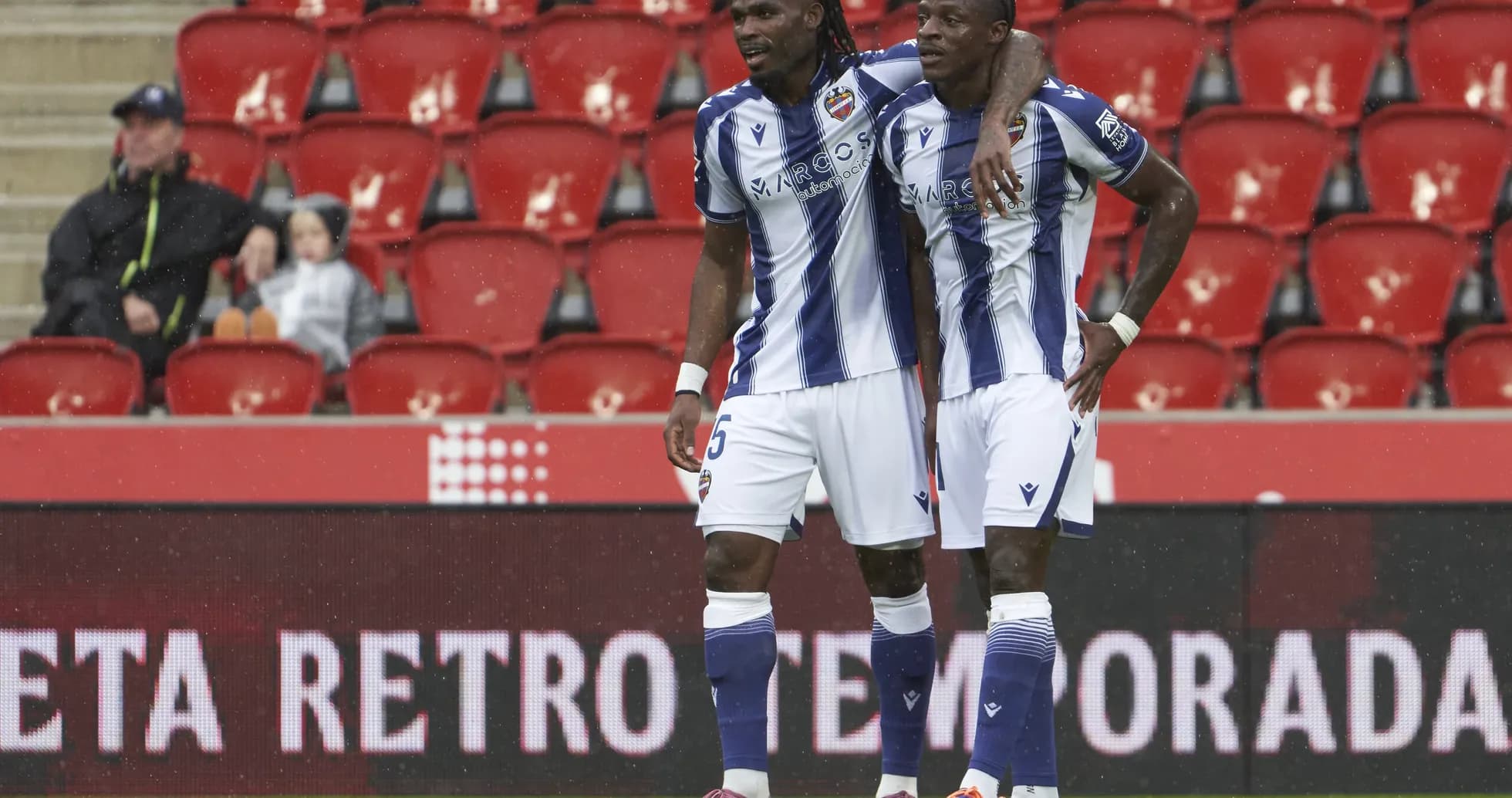 Levante players celebrating a goal during match