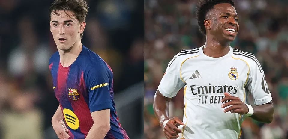 Two football players from Barcelona and Real Madrid