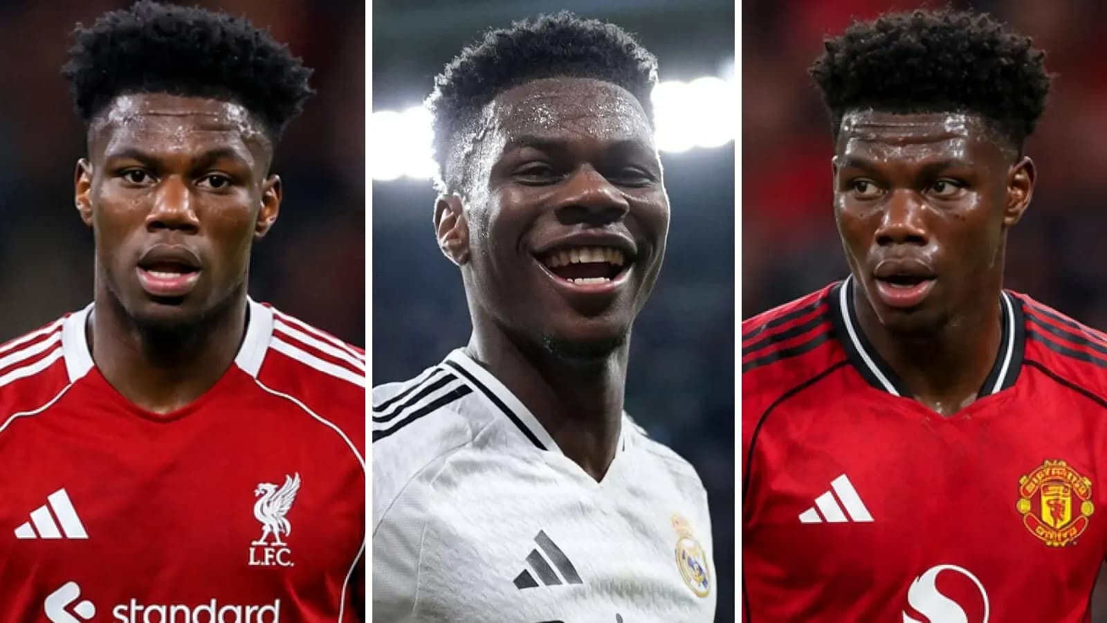 Three images of player in different club jerseys