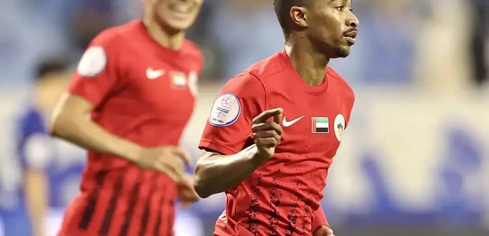 Shabab Al-Ahli Dubai U23 player celebrating goal