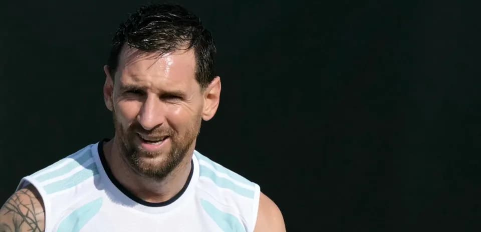 Lionel Messi during training session wearing Argentina kit