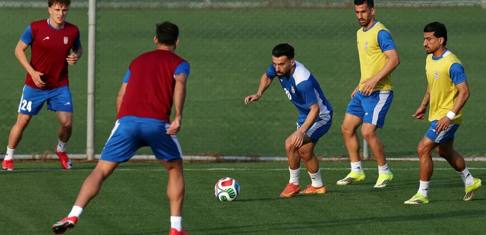 Iran players training before World Cup match