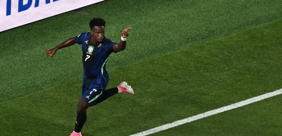 Player celebrating after scoring a goal on field