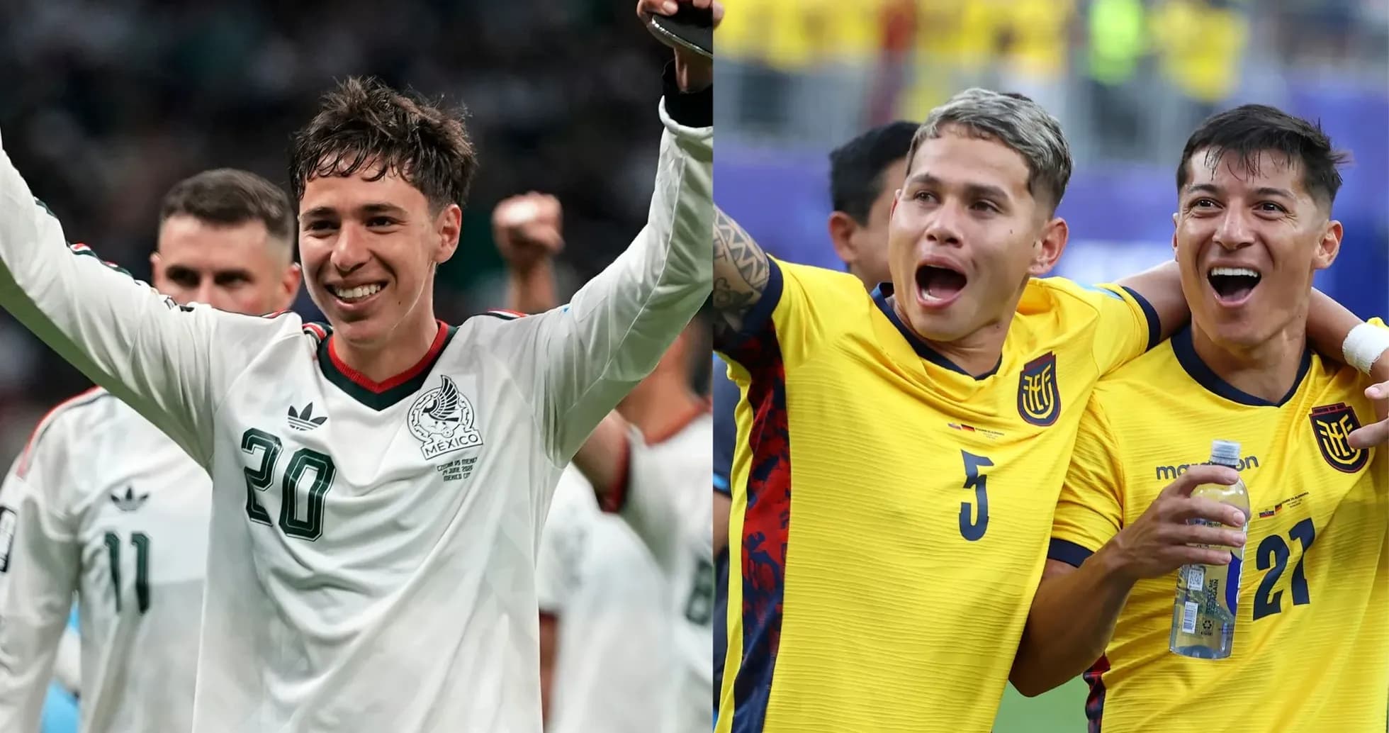 Players celebrating during Mexico vs Ecuador match