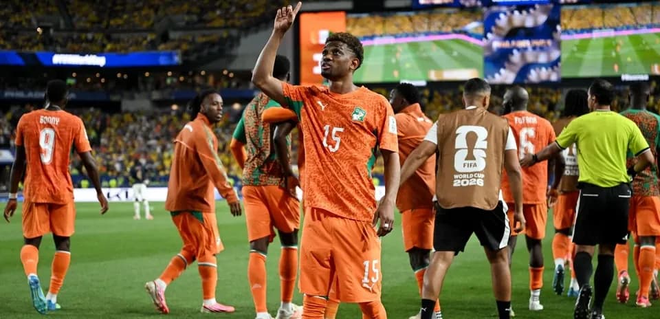Ivory Coast player celebrating during World Cup match