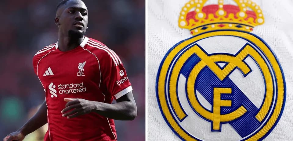 Player in Liverpool jersey next to Real Madrid logo