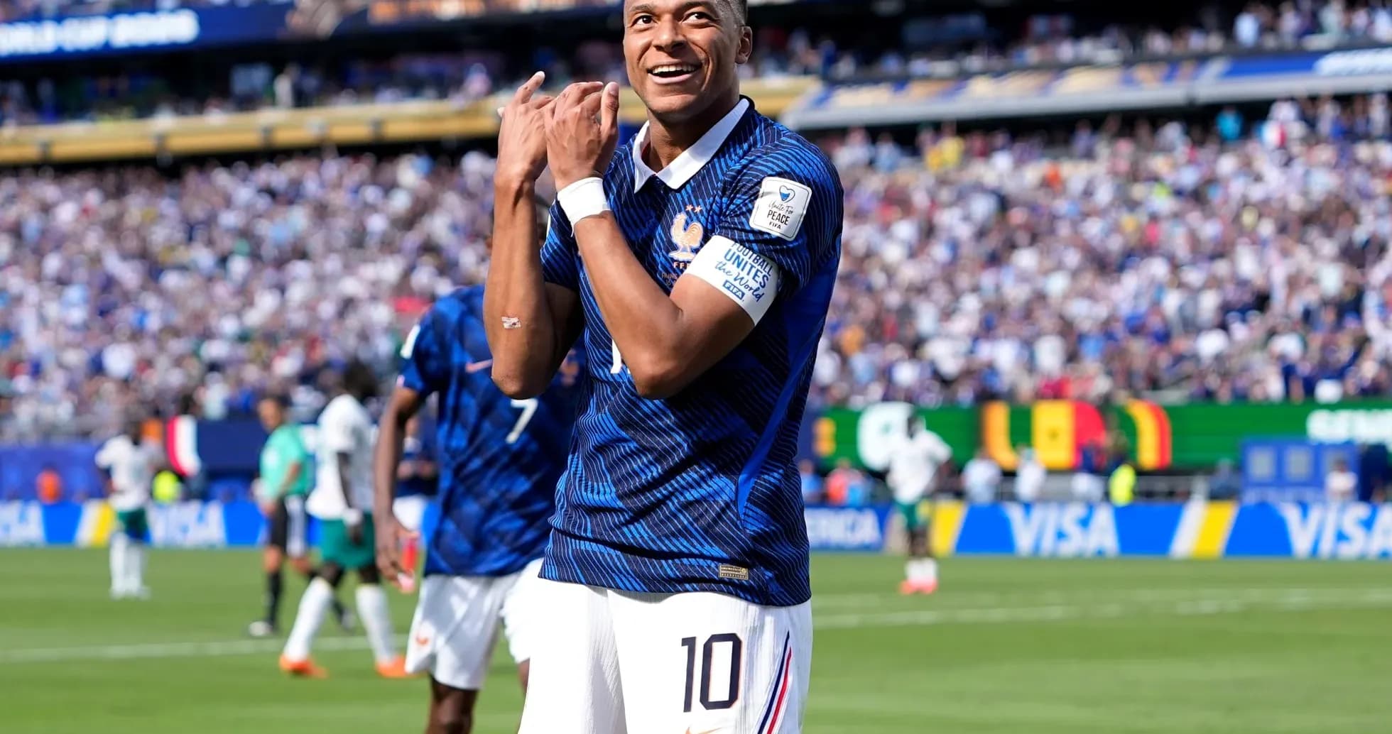 Kylian Mbappé celebrating goal during match