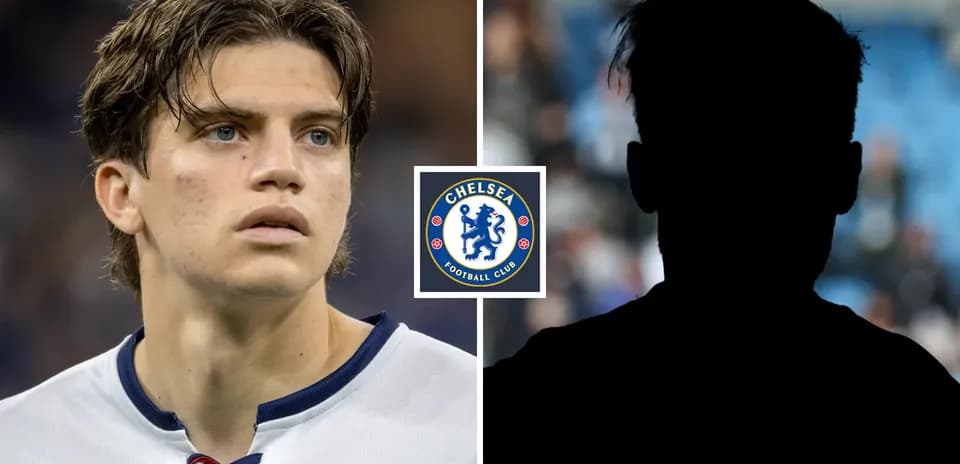 Young player with Chelsea logo and silhouette