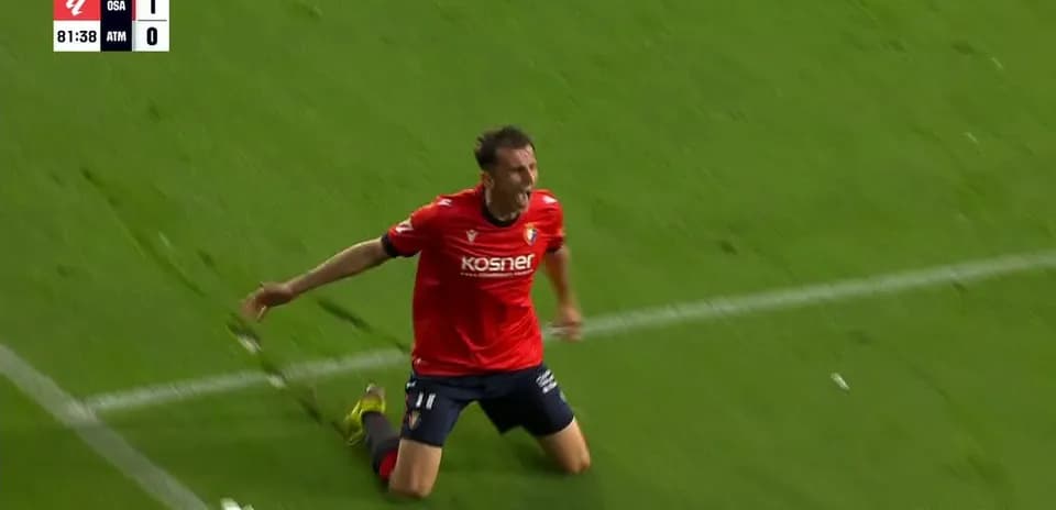 Osasuna player celebrating after scoring goal