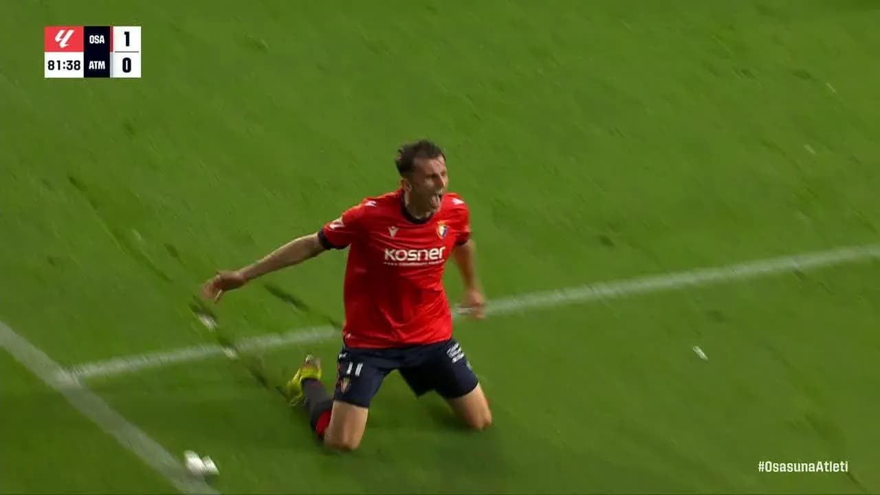 Osasuna player celebrating after scoring goal