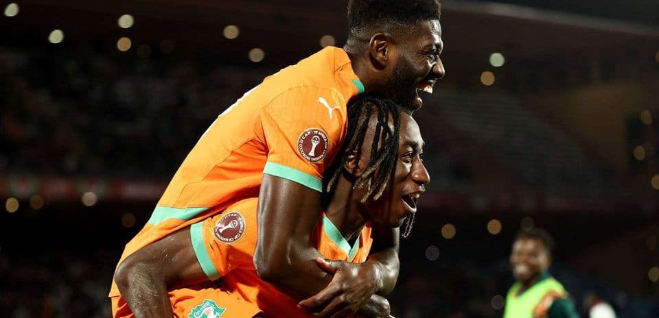 Ivory Coast players celebrating during a match