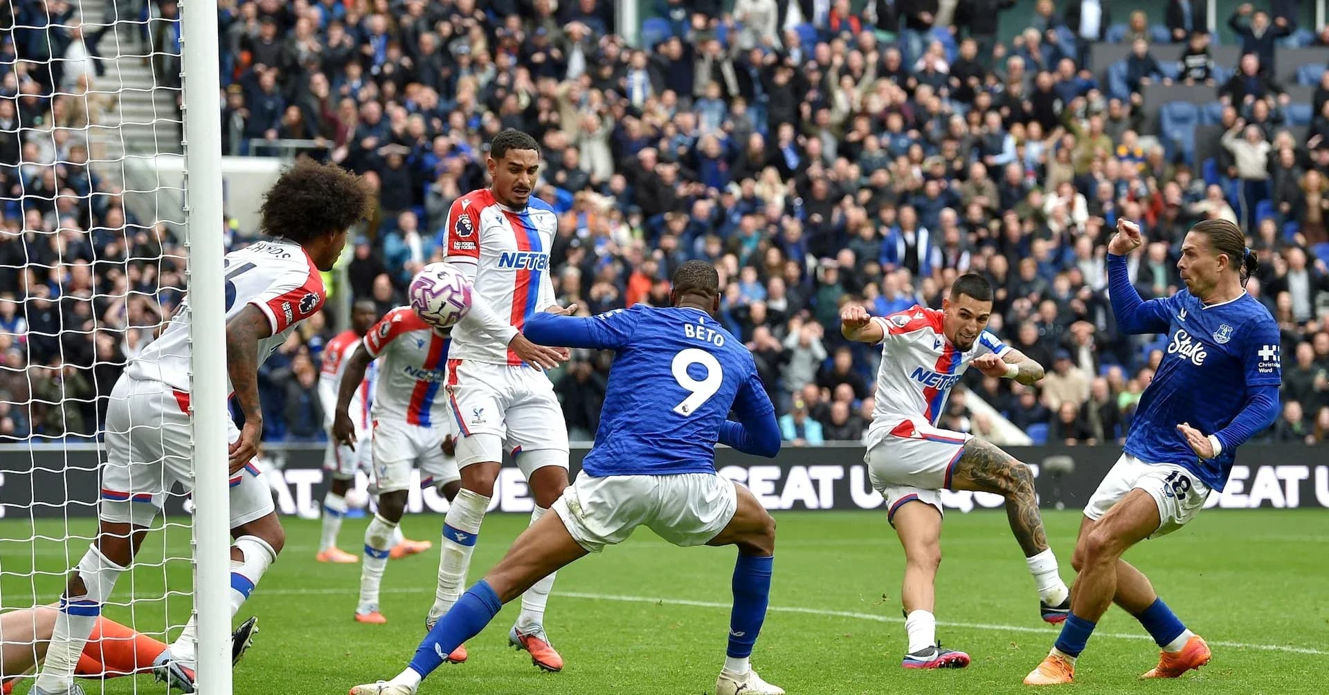Crystal Palace and Everton players in action