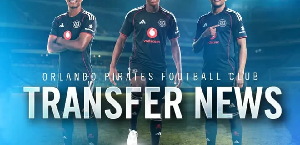 Three Orlando Pirates players posing for transfer news