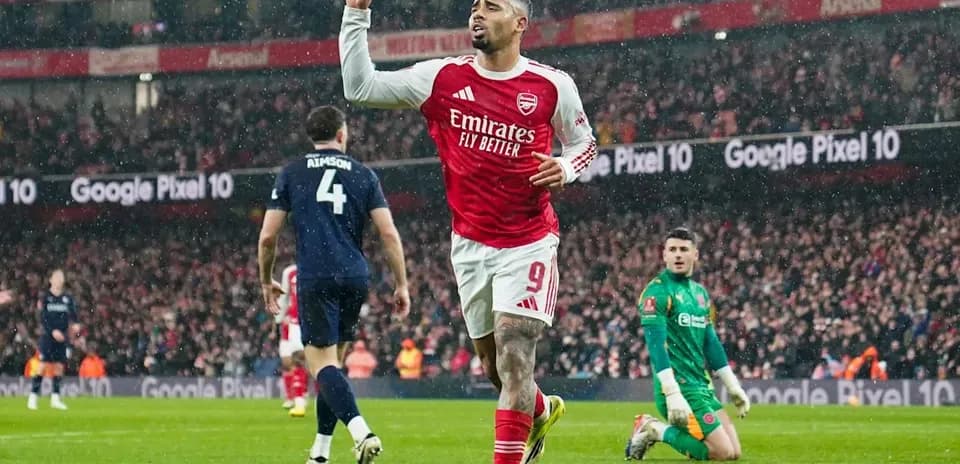 Arsenal player celebrating goal during match at Emirates