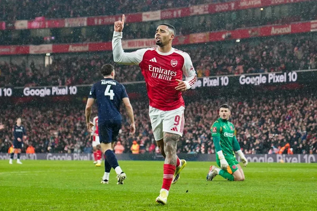 Arsenal player celebrating goal during match at Emirates