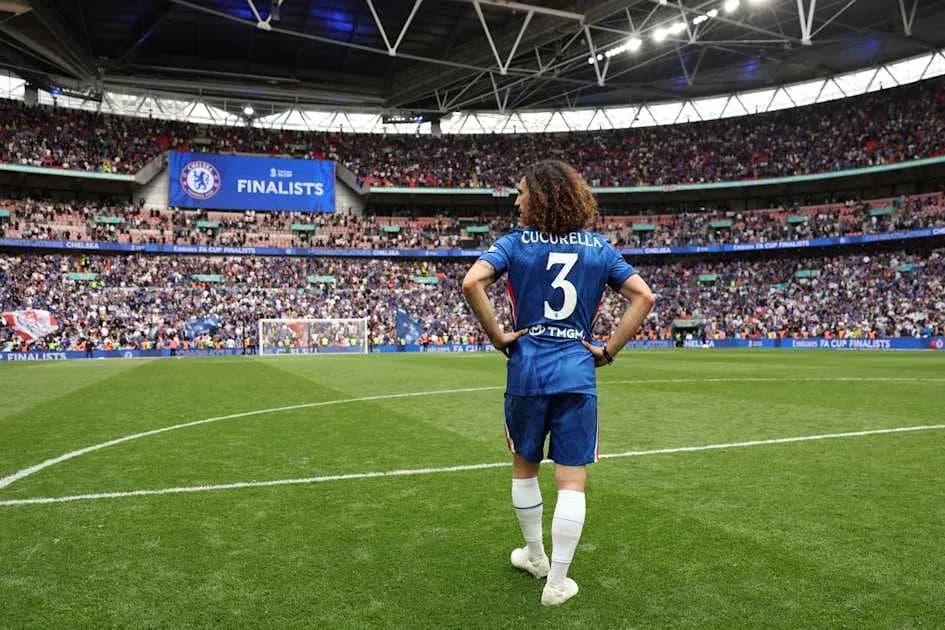 Player wearing Chelsea kit at Wembley Stadium