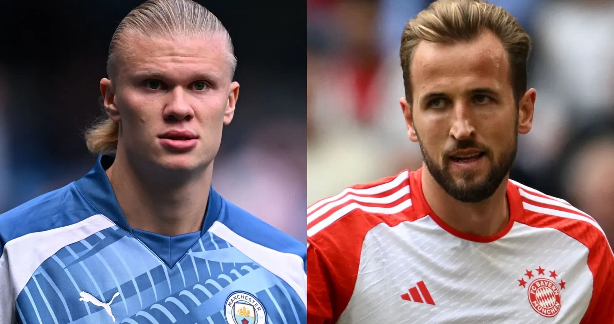 Erling Haaland and Harry Kane during a match