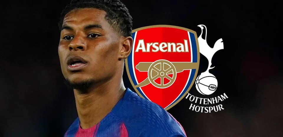 Player in jersey with Arsenal and Tottenham logos
