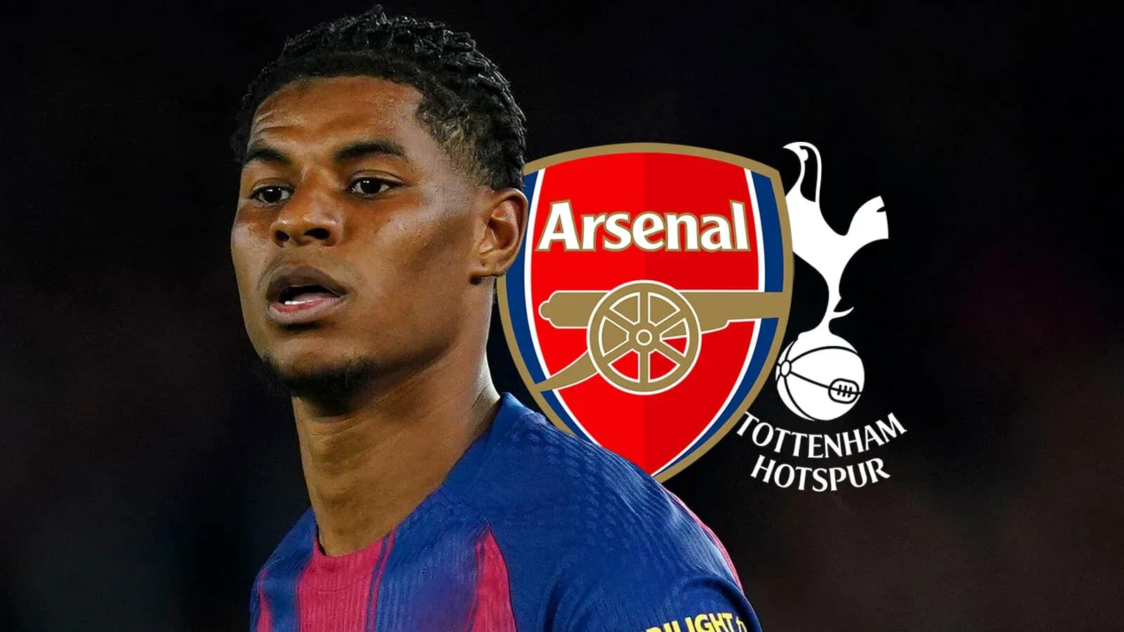 Player in jersey with Arsenal and Tottenham logos