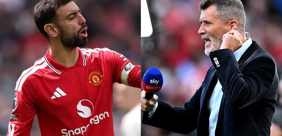 Bruno Fernandes and Roy Keane during match commentary